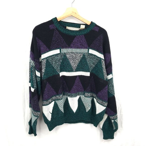 Vintage Other - Vintage 80s 90s MICHAEL GERALD Acrylic geometric cosby Sweater grandpa cozy XL